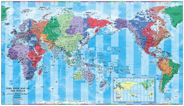 Pacific Centred World Timezones Map 1:30 million