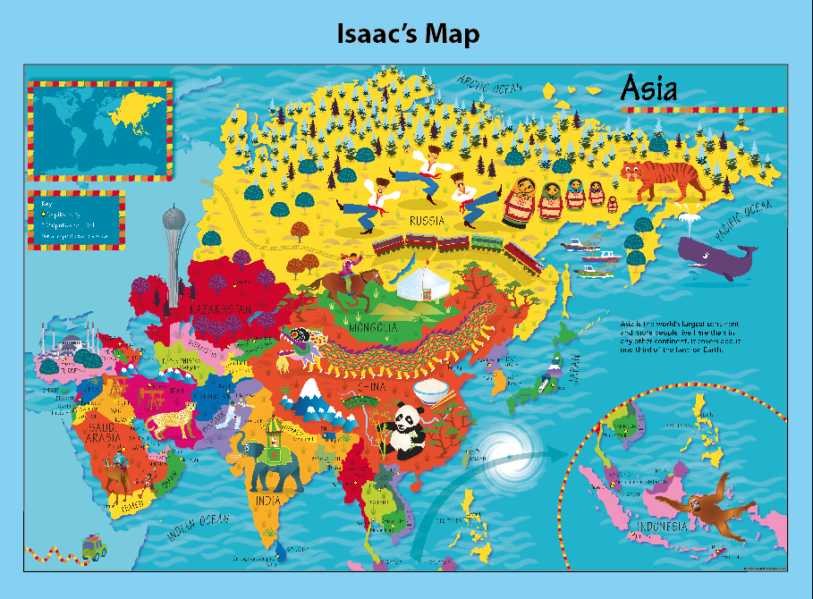 Personalised Children's Picture Asia Map