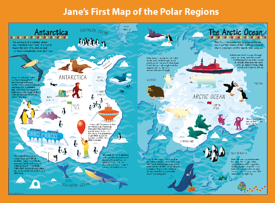 Personalised Children's Picture Map of the Polar Regions