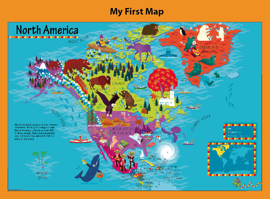 Personalised Children's Picture North America Map