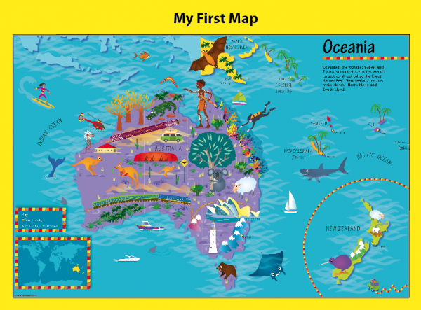 Personalised Children's Picture Oceania Map