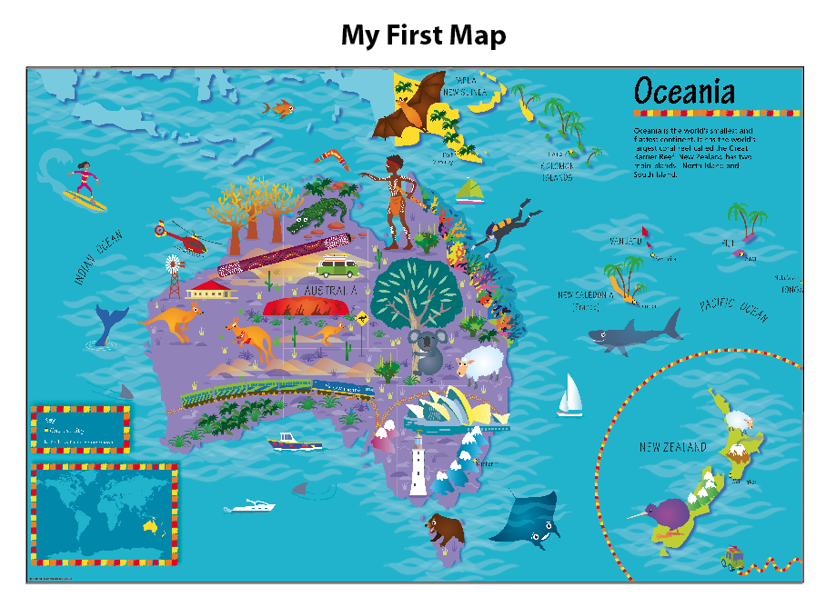 Personalised Children's Picture Oceania Map