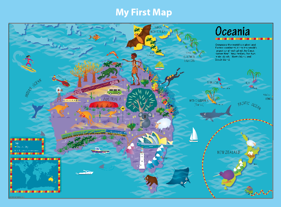 Personalised Children's Picture Oceania Map