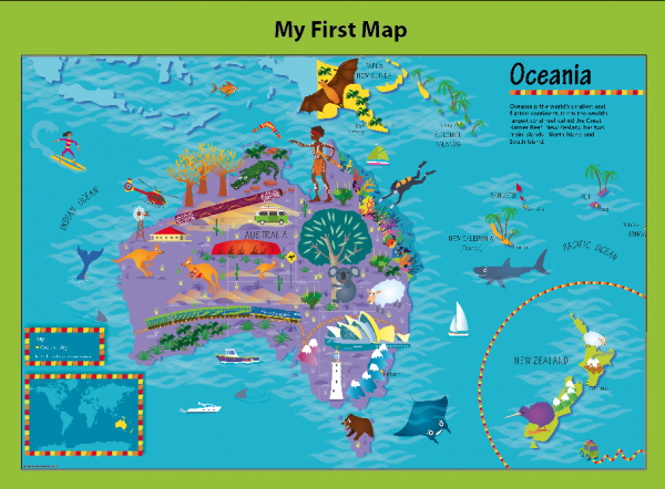 Personalised Children's Picture Oceania Map