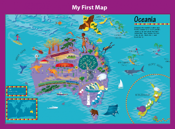 Personalised Children's Picture Oceania Map