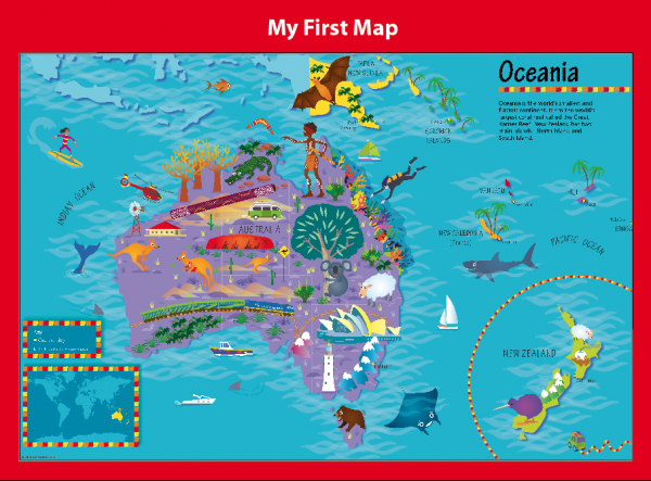 Personalised Children's Picture Oceania Map