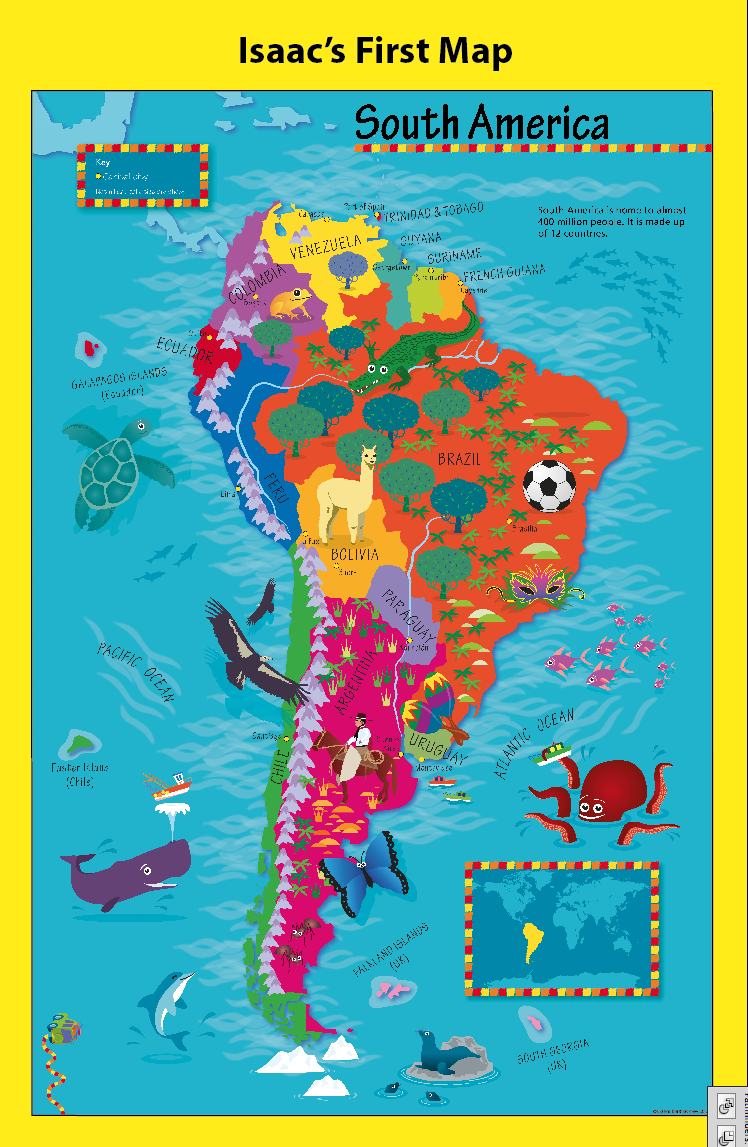 Personalised Children's Picture South America Map