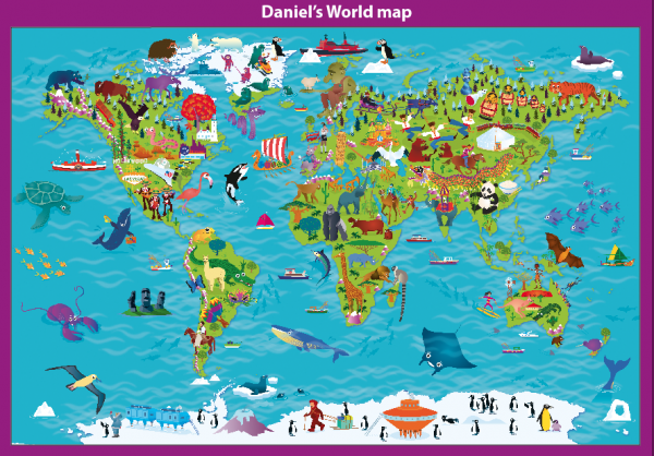 Personalised Children's Picture World Map - Large