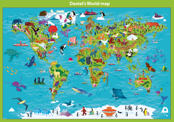 Personalised Children's Picture World Map - Large