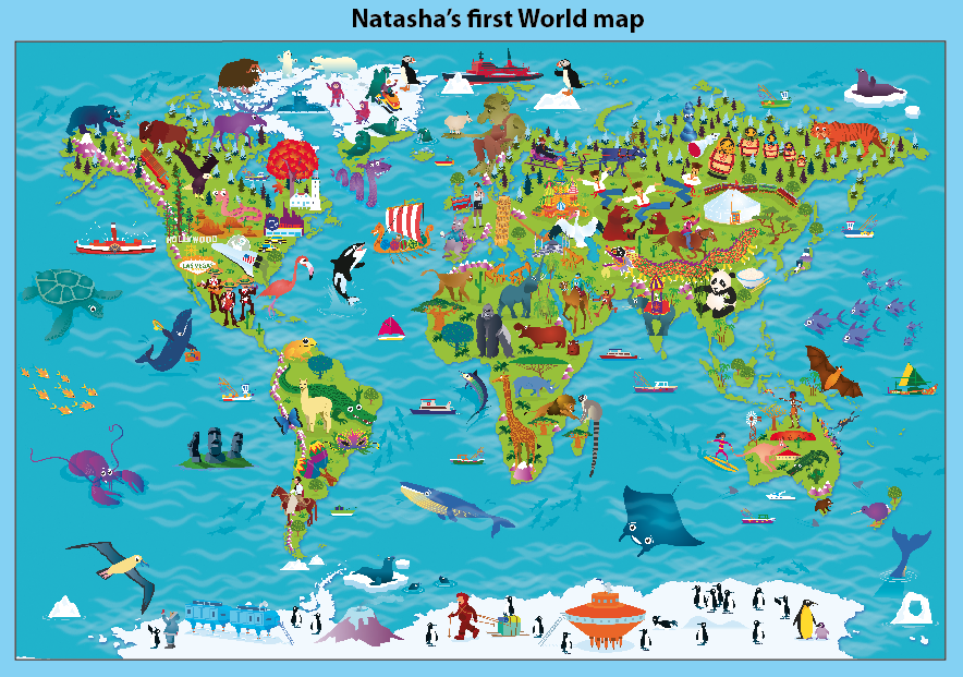 Personalised Children's Picture World Map - Large