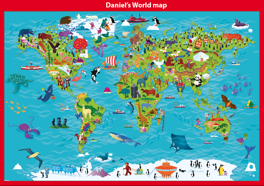 Personalised Children's Picture World Map - Large