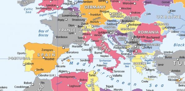 Personalised coloured Political World Map (UK free delivery)