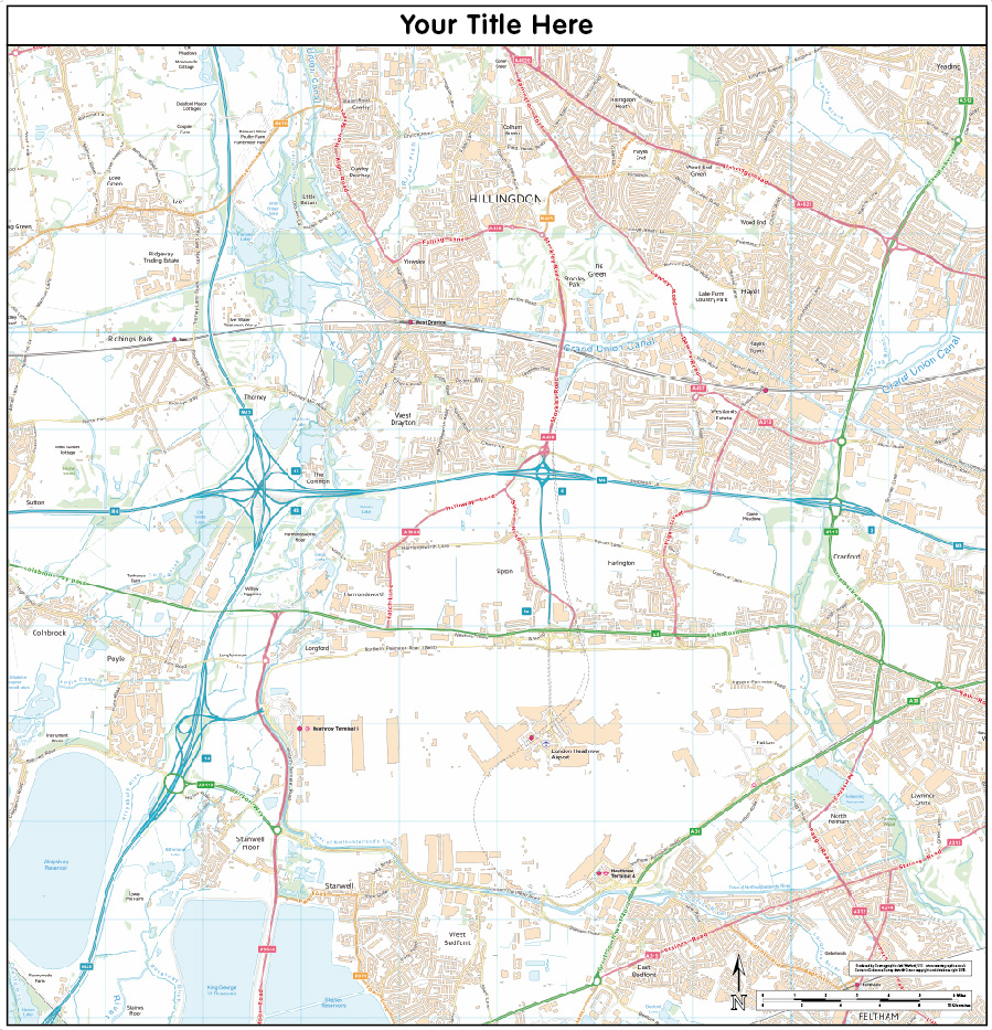 Personalised school or business location map Scale 1:33,333