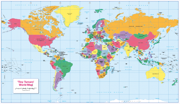 Personalised World Countries and Capitals map