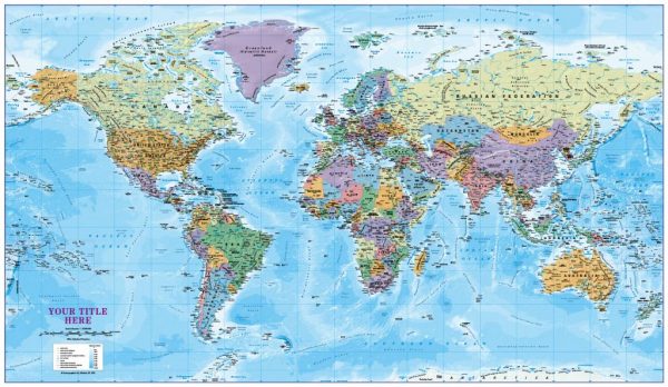 Personalised World Political Map Scale 1:30million (large)