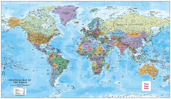 Personalised World Political Map Scale 1:30million (large)