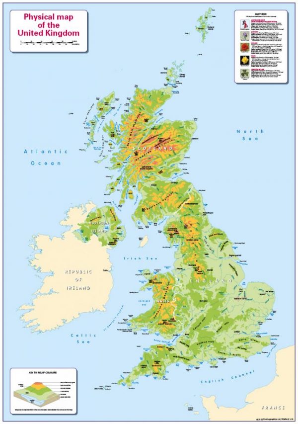 Physical Map of the United Kingdom