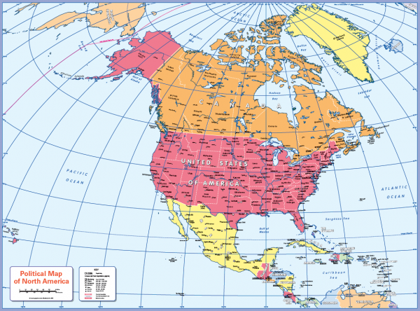 Political map of North America