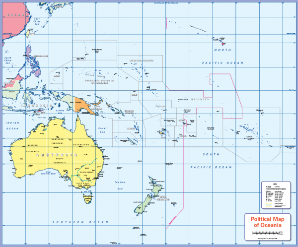 Political map of Oceania