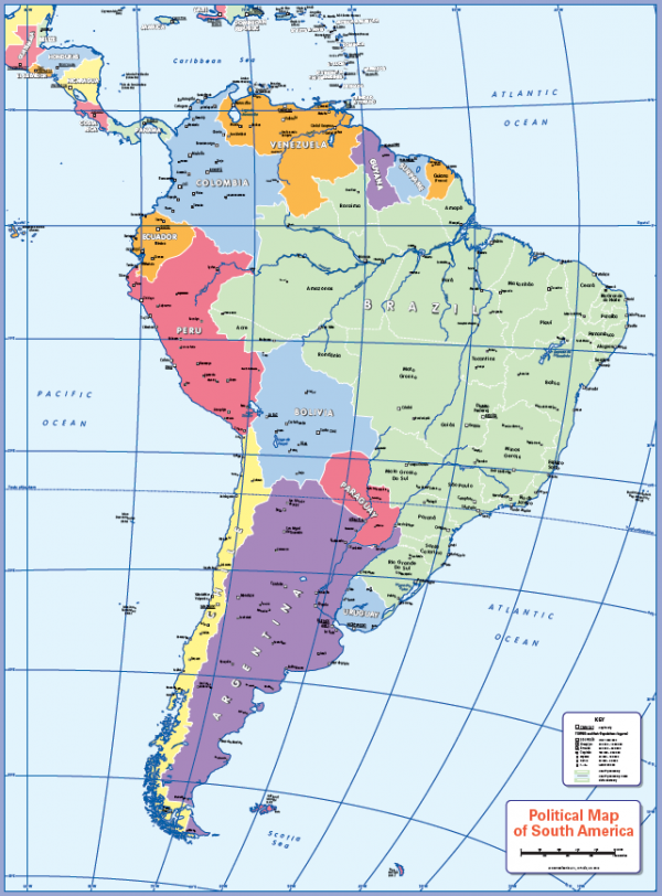 Political map of South America