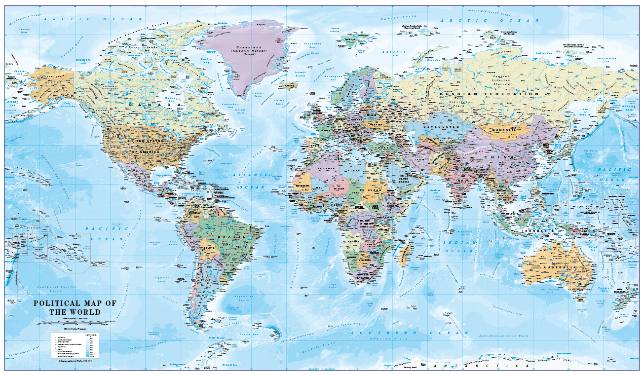 Political World Map 1:30 million