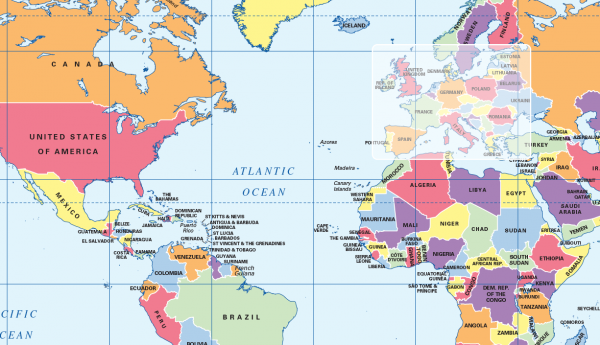 Political World map (A4)