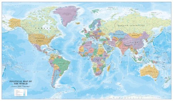 Canvas Political World Map - Huge (UK free delivery)