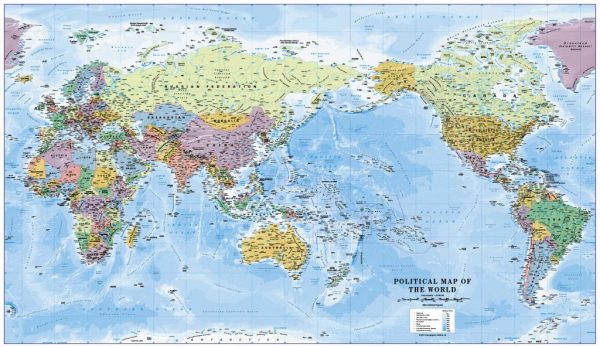 Pacific centred political World Map 1:30 million