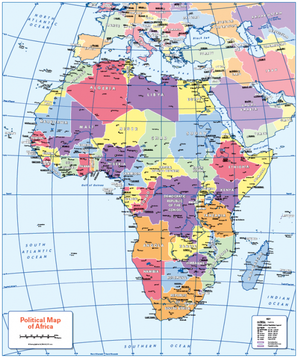 Set of 6 Children's political continental maps
