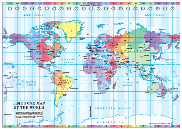 Simplified World Time Zones map