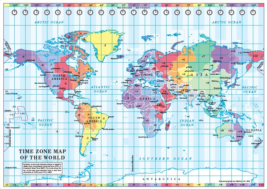 Simplified World Time Zones map