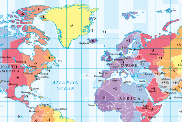 Simplified World Time Zones map