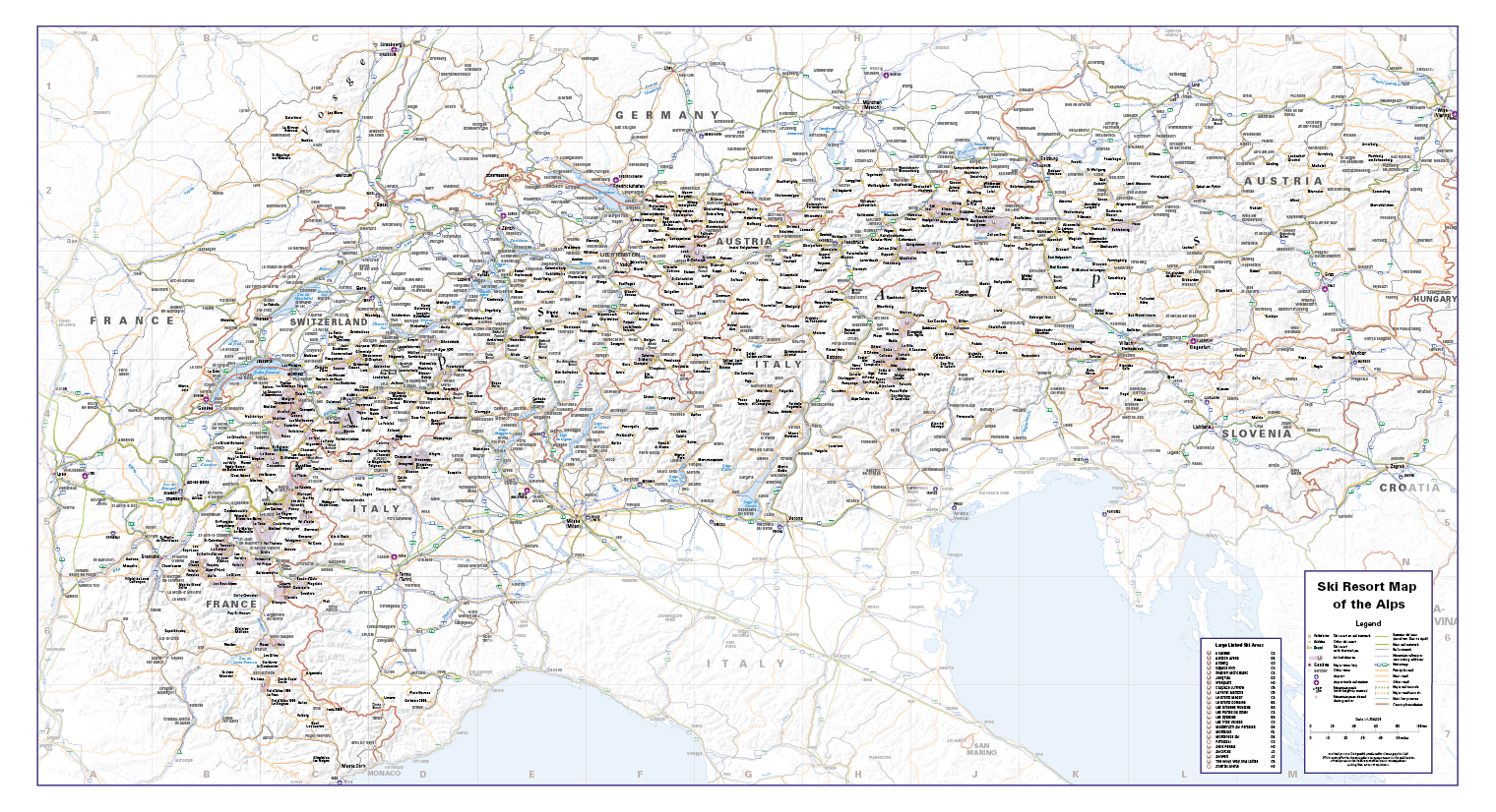 Ski Resort map of the Alps