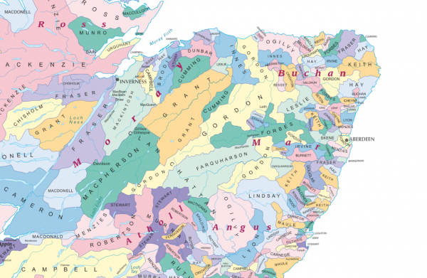 Tartans map of Scotland