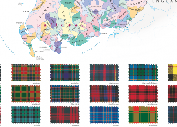 Tartans map of Scotland