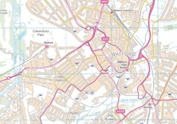 Watford and surrounds map