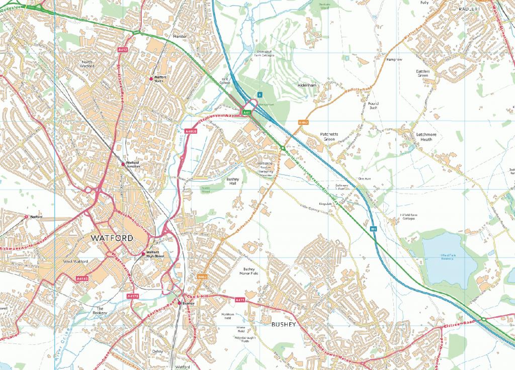Watford-Hemel Hempstead-St Albans-Harpenden map