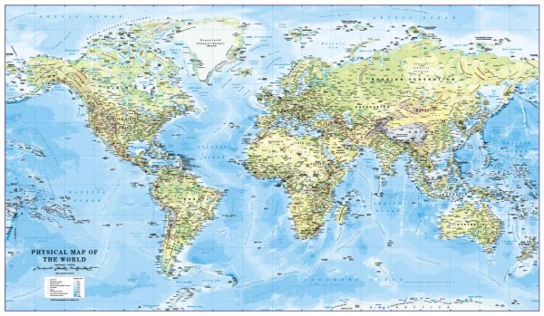 World Physical Map Scale 1:40 million