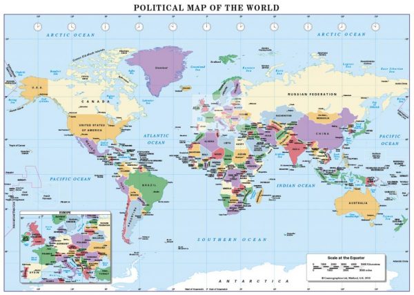 World Political map A3 and A4 size