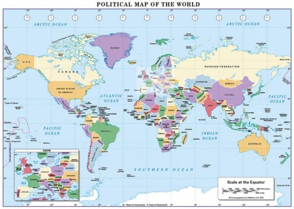 World Political map A3 and A4 size