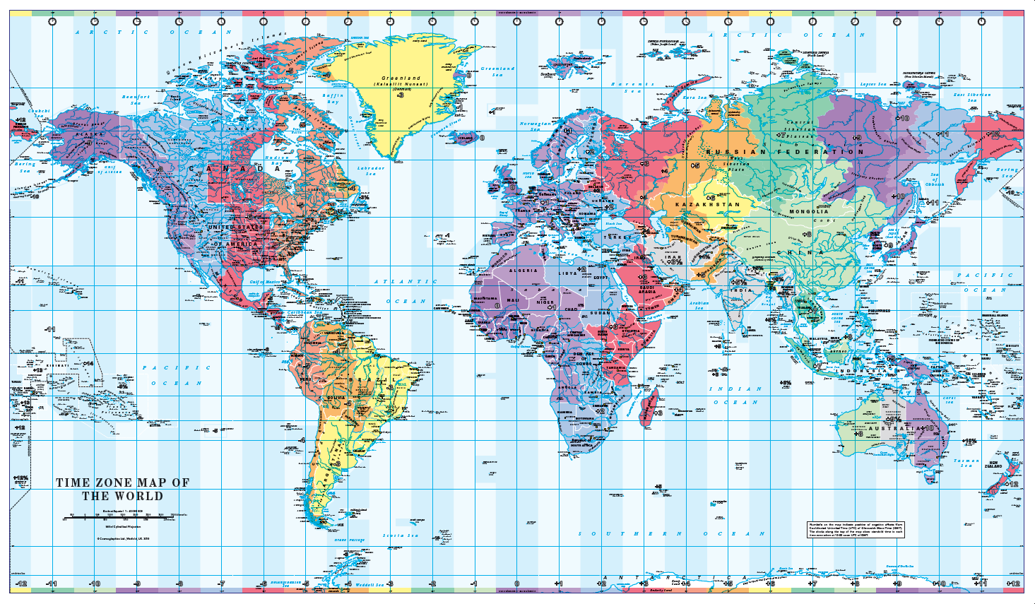 World Timezones Map - colour blind friendly