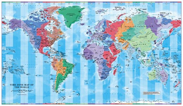 World Timezones Map Scale 1:40 million
