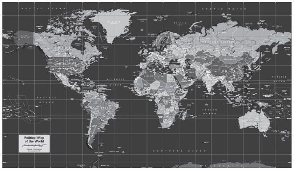 Personalised Black and White Map of the World
