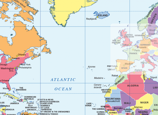 Political World map (colour blind friendly) - size A2 - Image 3