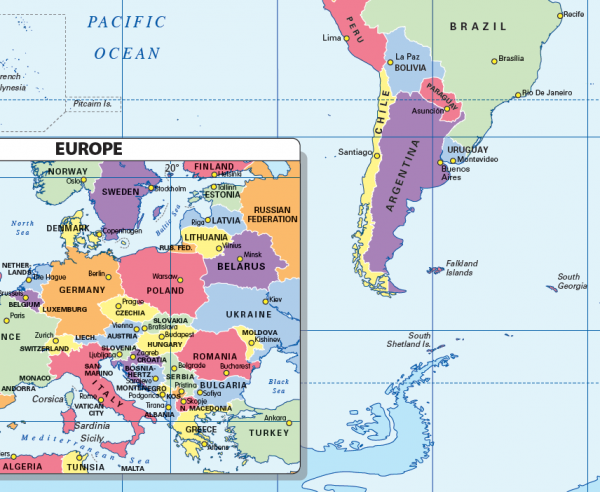 A3 Political World map - self adhesive - Image 4