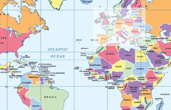 Political World map (colour blind friendly) - size A4 - Image 3
