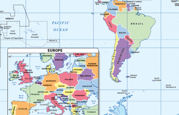 Political World map (colour blind friendly) - size A4 - Image 2