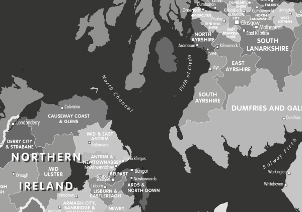 Black and White Map of the British Isles - canvas - Image 3