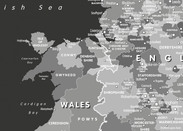 Black and White Map of the British Isles - canvas - Image 4