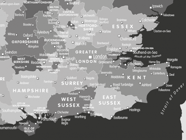 Black and White Map of the British Isles - canvas - Image 5